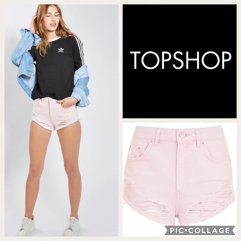 Topshop Moto Mom Ripped Jean Short {Pink} 6